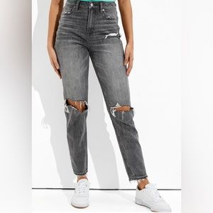 American Eagle Grey Ripped Mom jeans